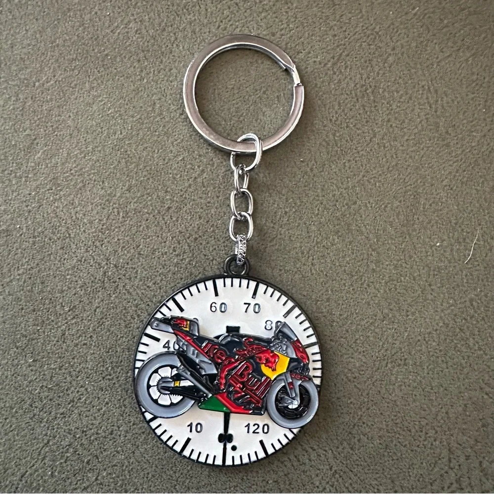 Red Bull Spinning Bike Keychain | Metal Racing Bag Charm